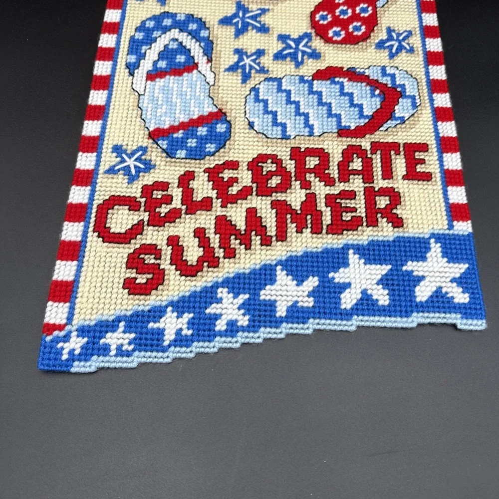 Plastic Canvas July Wall Decor Completed Independence Day 12 X 18